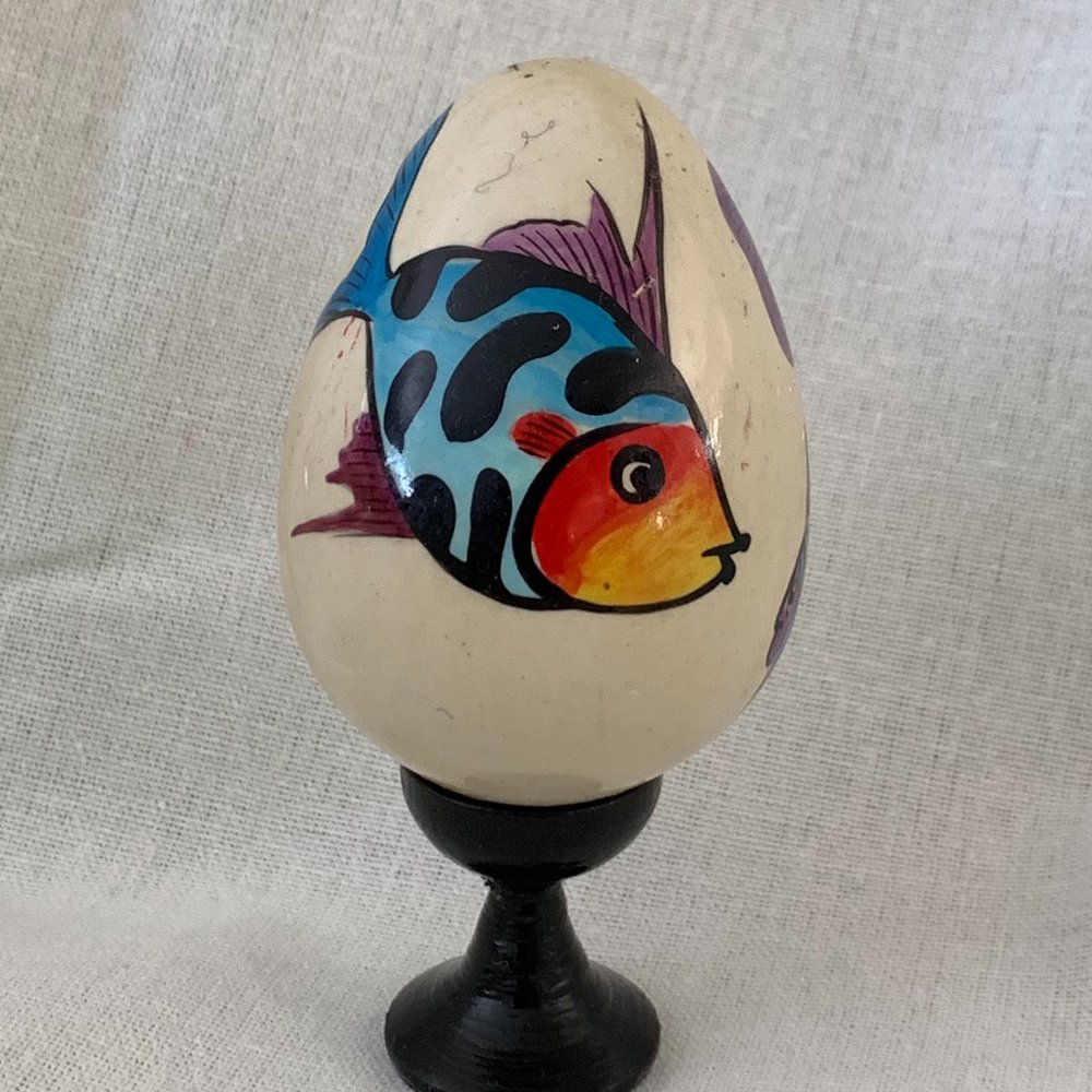 Vintage Hand Painted Fish, Egg, Paperweight